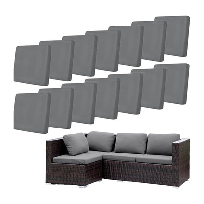 14x Outdoor Sitzkissenbezug Grau – Stretch Sofaüberzug für Terrasse