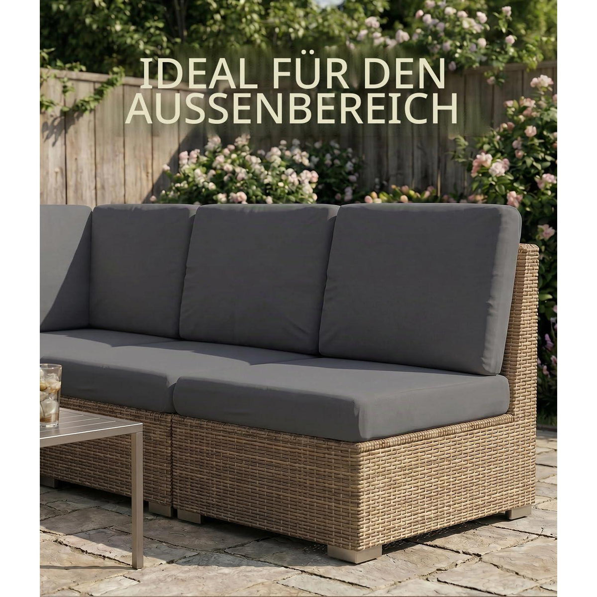 14x Outdoor Sitzkissenbezug Grau – Stretch Sofaüberzug für Terrasse