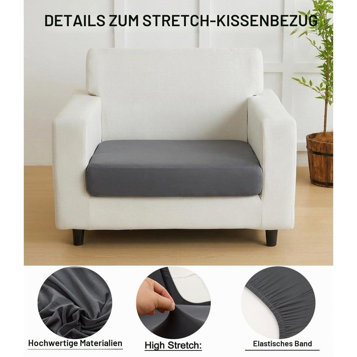 14x Outdoor Sitzkissenbezug Grau – Stretch Sofaüberzug für Terrasse
