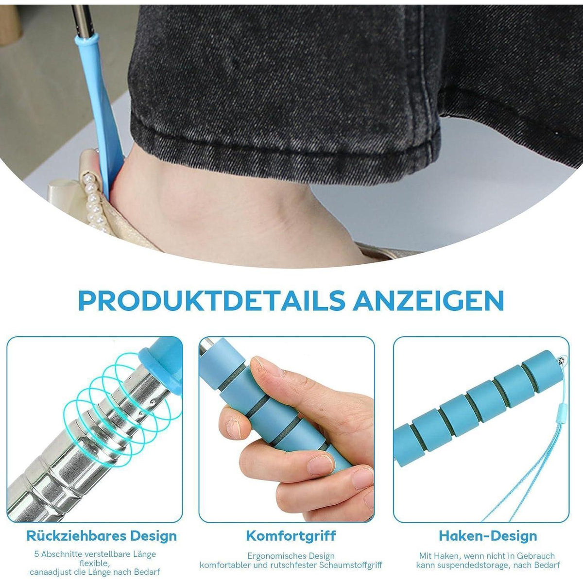 Teleskop Schuhlöffel 2er Set – Verstellbar 30-71cm Edelstahl