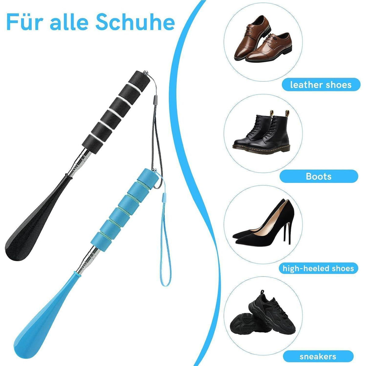 Teleskop Schuhlöffel 2er Set – Verstellbar 30-71cm Edelstahl