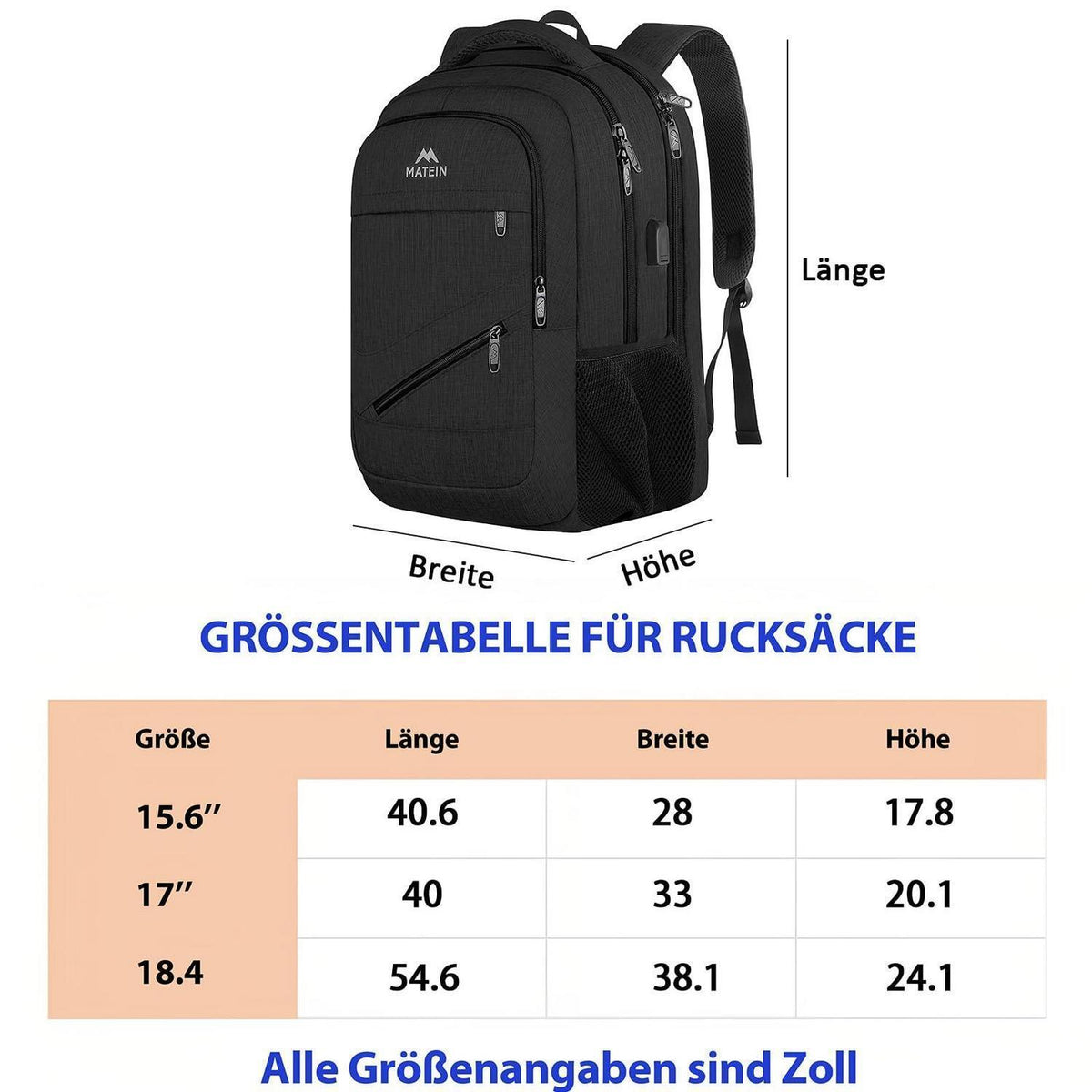 Laptop Rucksack Herren 17 Zoll – Wasserdicht & TSA-geprüft