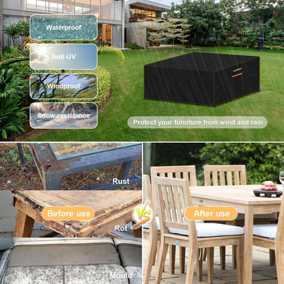 Wasserdichte Gartenmöbel Abdeckung 250x210x90cm – Winterfest & UV-Schutz
