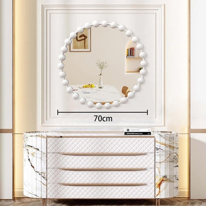 Runder Wandspiegel 70cm mit Perlenrahmen – Dekorativ & Elegant