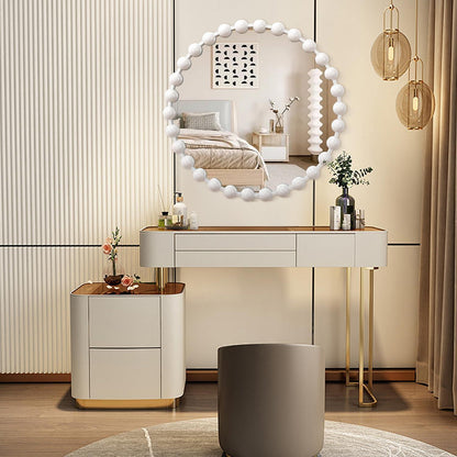 Runder Wandspiegel 70cm mit Perlenrahmen – Dekorativ & Elegant