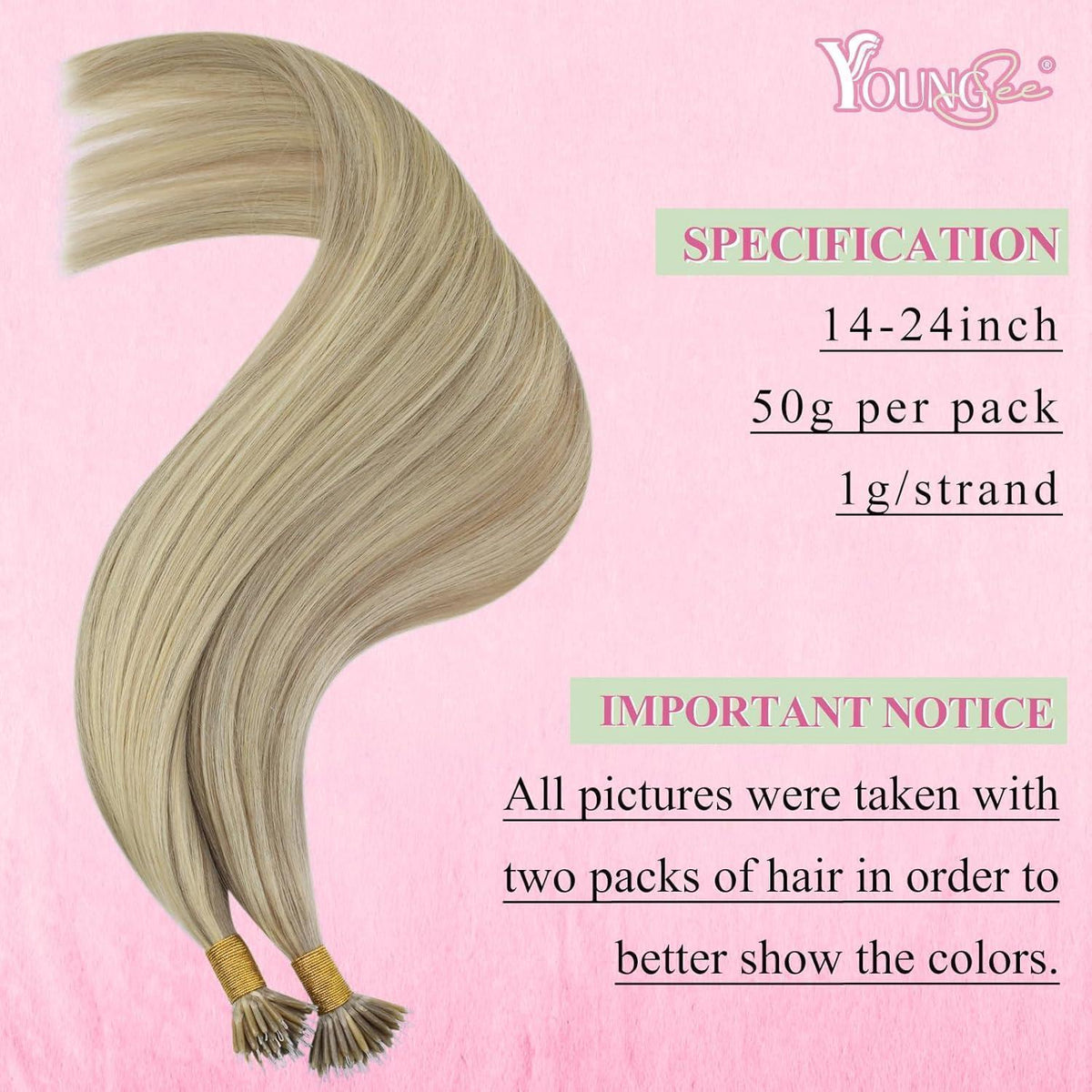 Blond Echthaar Nanoring Extensions 55 cm – #16/22