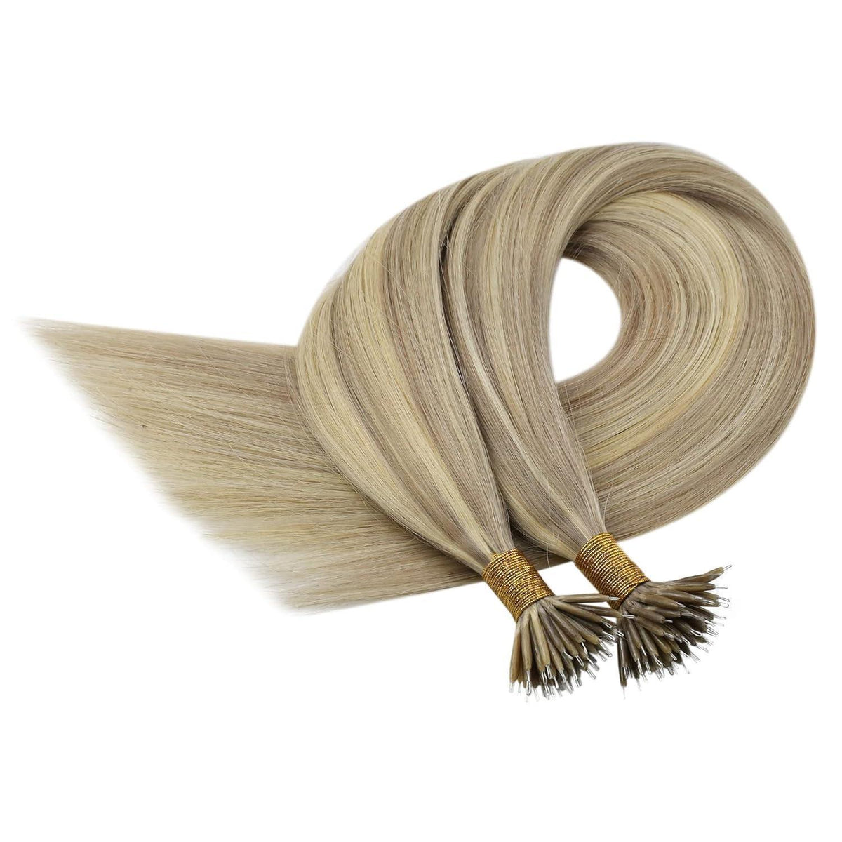 Blond Echthaar Nanoring Extensions 55 cm – #16/22