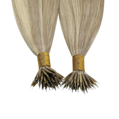 Blond Echthaar Nanoring Extensions 55 cm – #16/22