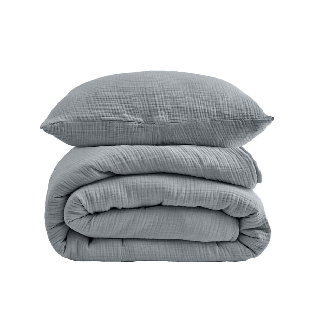Muslin Bettwäsche Set 200x220 cm Rauchgrau 3-teilig