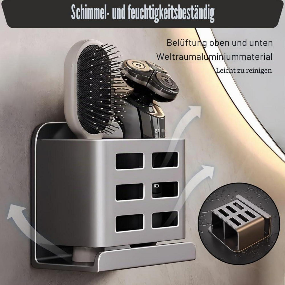 Wandzahnbürstenhalter Aluminium – Bohrlos & Platzsparend