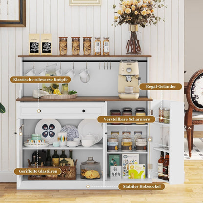 Küchenschrank mit Arbeitsplatte & Weinschrank – Weiß, 120x120x40 cm