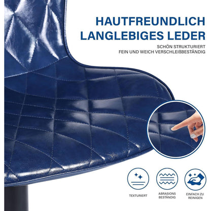 Verstellbare Barhocker Set (2) Blau – & Fußstütze in Lederoptik