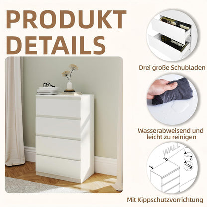Weißer Kommodenschrank 60cm mit 4 Schubladen