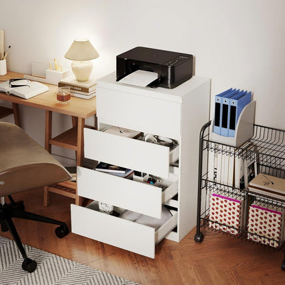 Weißer Kommodenschrank 60cm mit 4 Schubladen