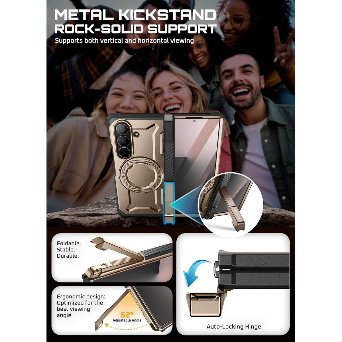 Hülle mit Ständer für Samsung Galaxy Z Fold 7, MagSafe, Displayschutz