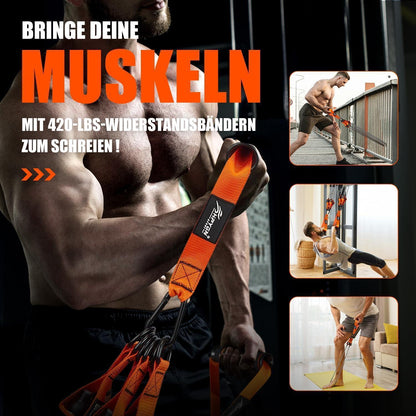 Widerstandsbänder Set mit Griffen & Zubehör, bis 190kg