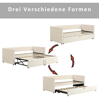 Schlafsofa 90/180x200 cm mit Bettkasten – Beige