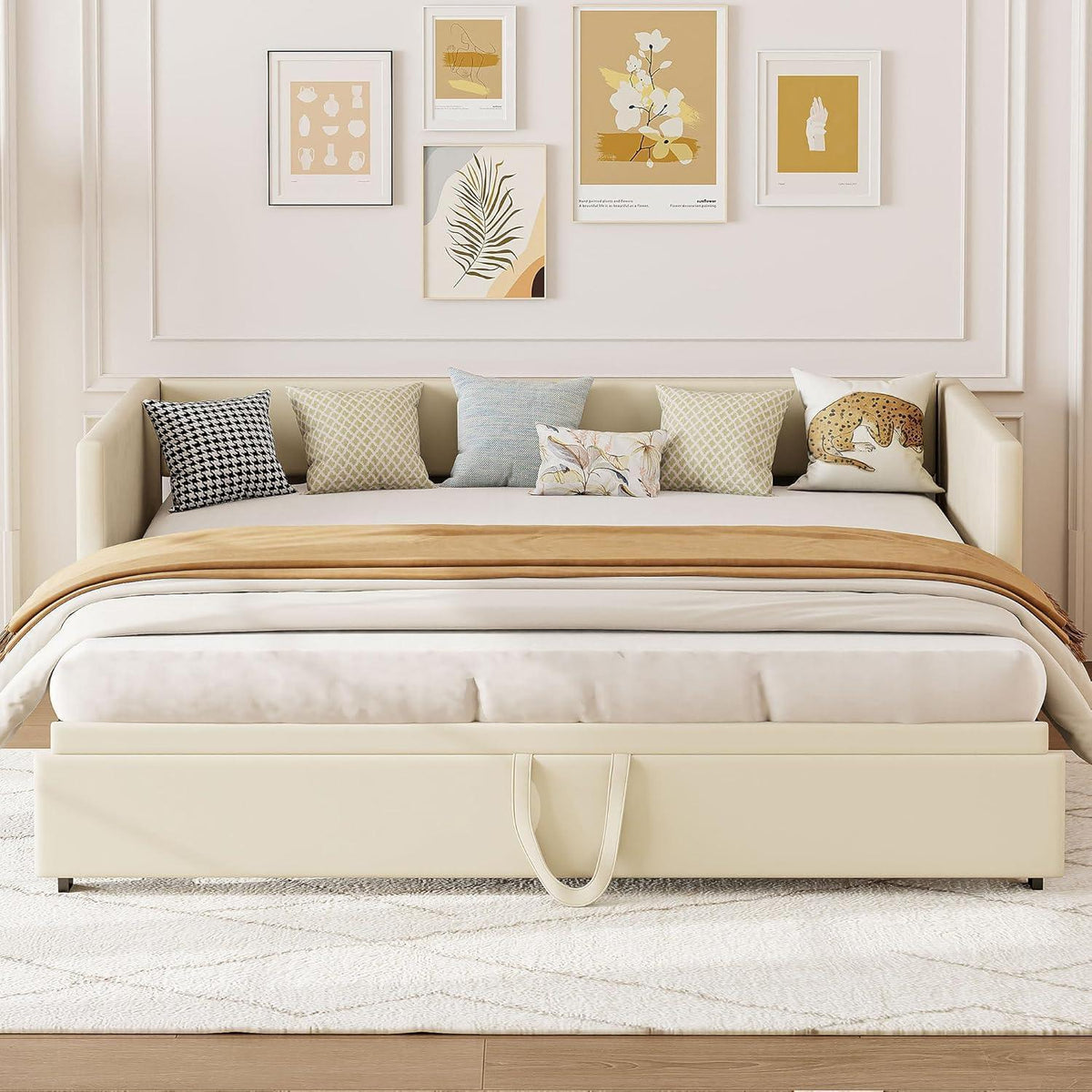 Schlafsofa 90/180x200 cm mit Bettkasten – Beige