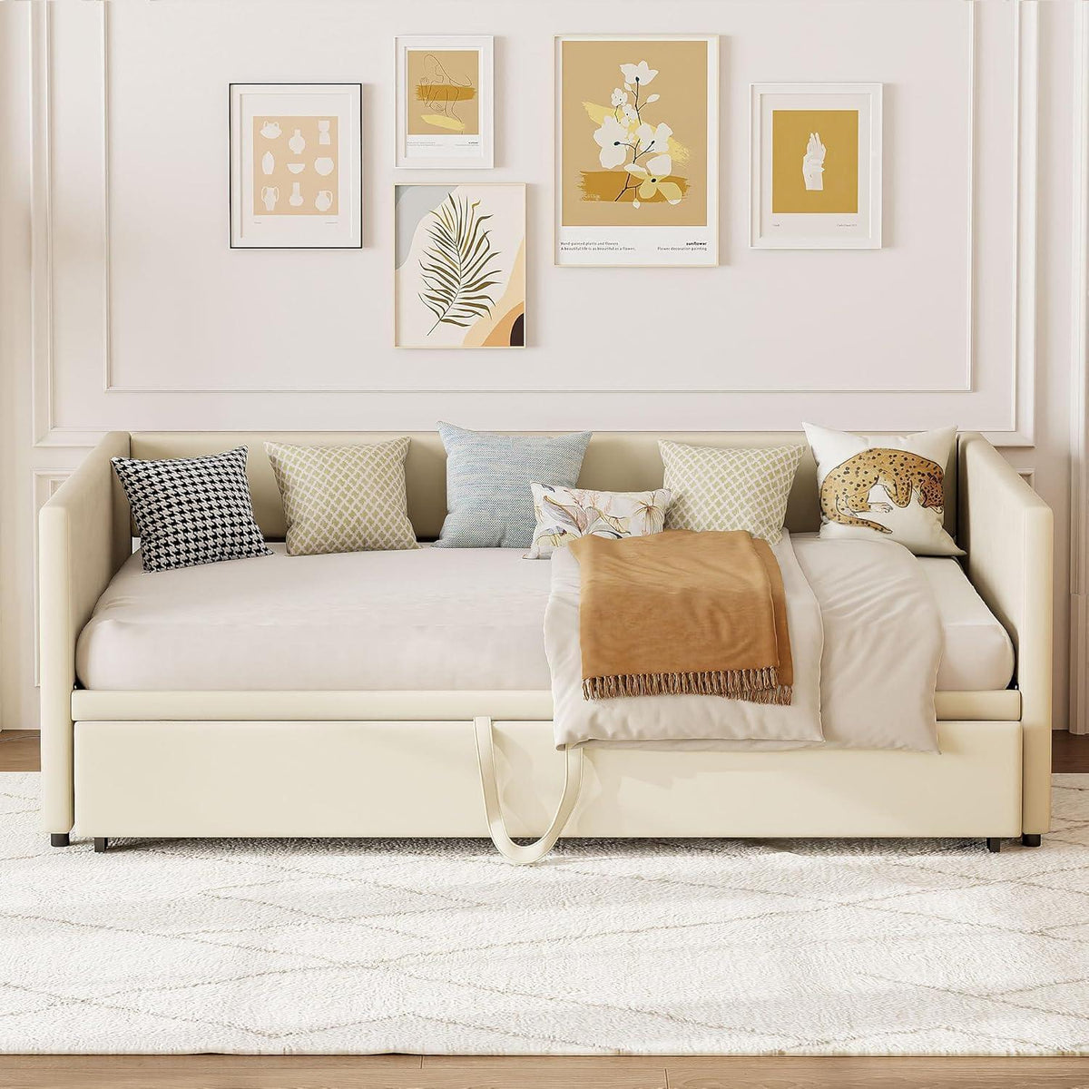 Schlafsofa 90/180x200 cm mit Bettkasten – Beige