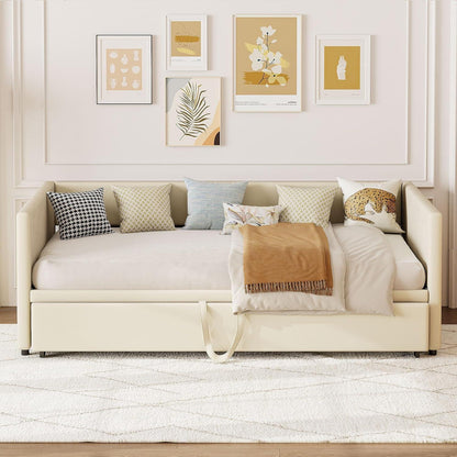 Schlafsofa 90/180x200 cm mit Bettkasten – Beige
