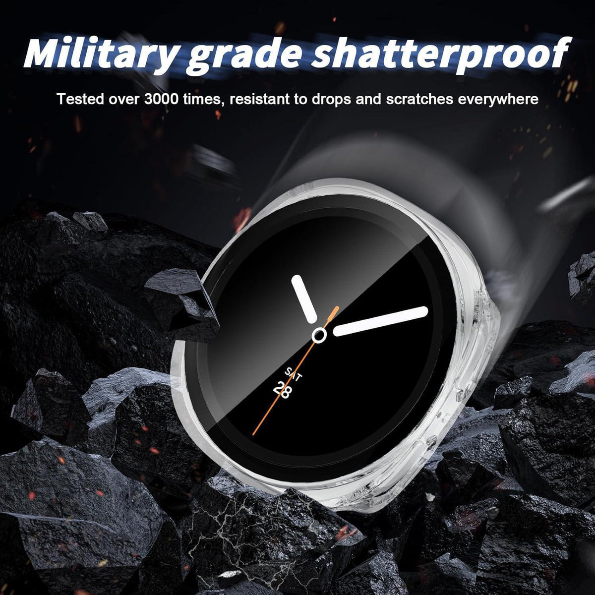 Schutzhülle für Samsung Galaxy Watch 8 40mm, Schwarz + Transparent