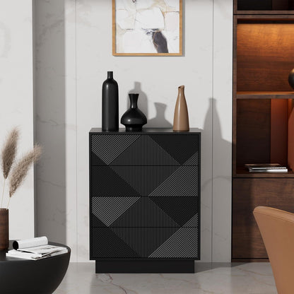 Moderne Kommode mit 4 Schubladen – Schwarz, 60x33,5x77,5cm