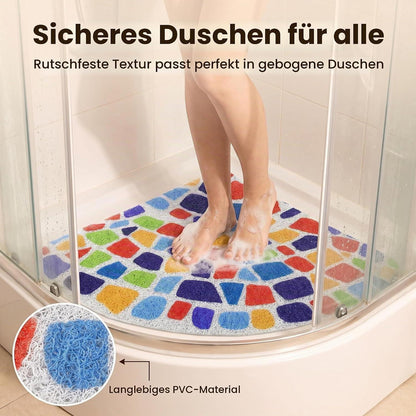 Rutschfeste Duschmatte Dreieckig 70x70 cm mit Mosaik