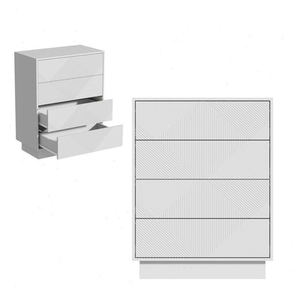 Moderne Kommode mit 4 Schubladen – Weiß, 60x33,5x77,5 cm