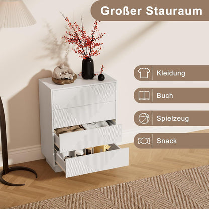 Moderne Kommode mit 4 Schubladen – Weiß, 60x33,5x77,5 cm