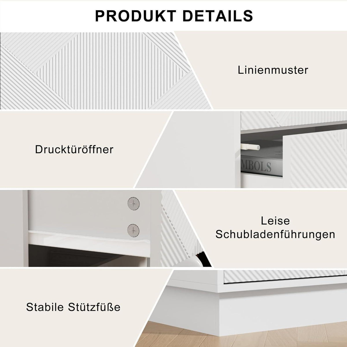 Kommode mit 6 Schubladen | Weiß | Schmaler Mehrzweckschrank