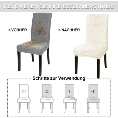 Hochflor Stuhlhussen 6er Set – Stretchbezug für Esszimmerstühle