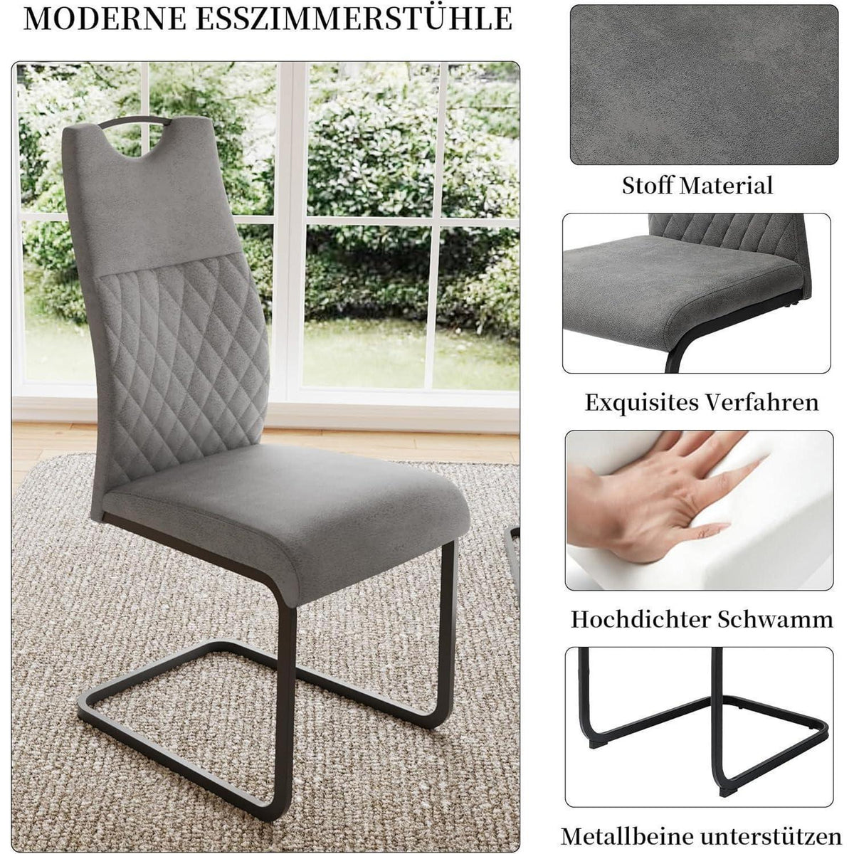 Ausziehbarer Esstisch Set mit 6 Stühlen – Modernes Wohnzimmer Esszimmer
