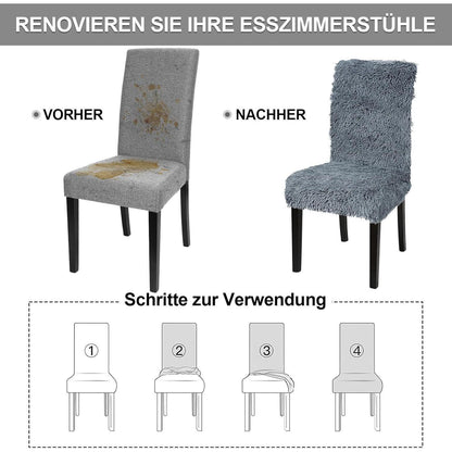 Stretch Stuhlhussen Set Dunkelgrau - 4er Pack für Esszimmer