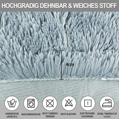 Hochflor Stuhlhussen 4er Set – Hellgrau, Stretch & Waschbar