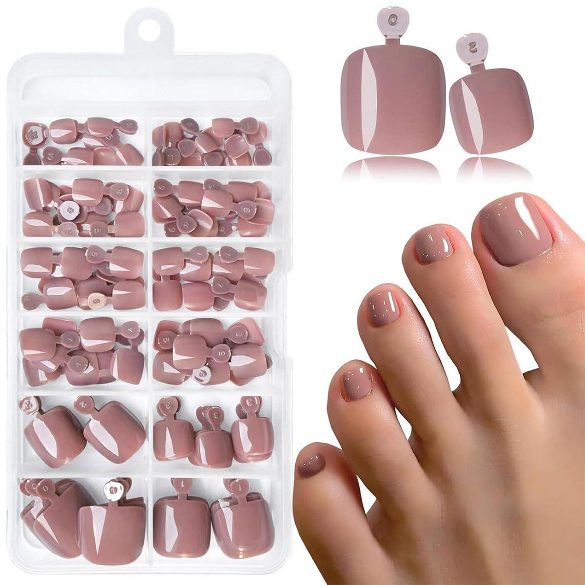 240 Nude Press-on Zehennägel – Kurze, Quadratische Fake Nails