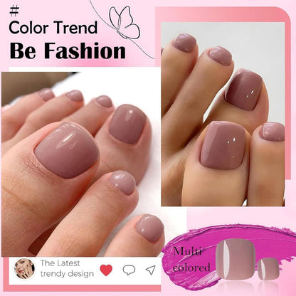 240 Nude Press-on Zehennägel – Kurze, Quadratische Fake Nails