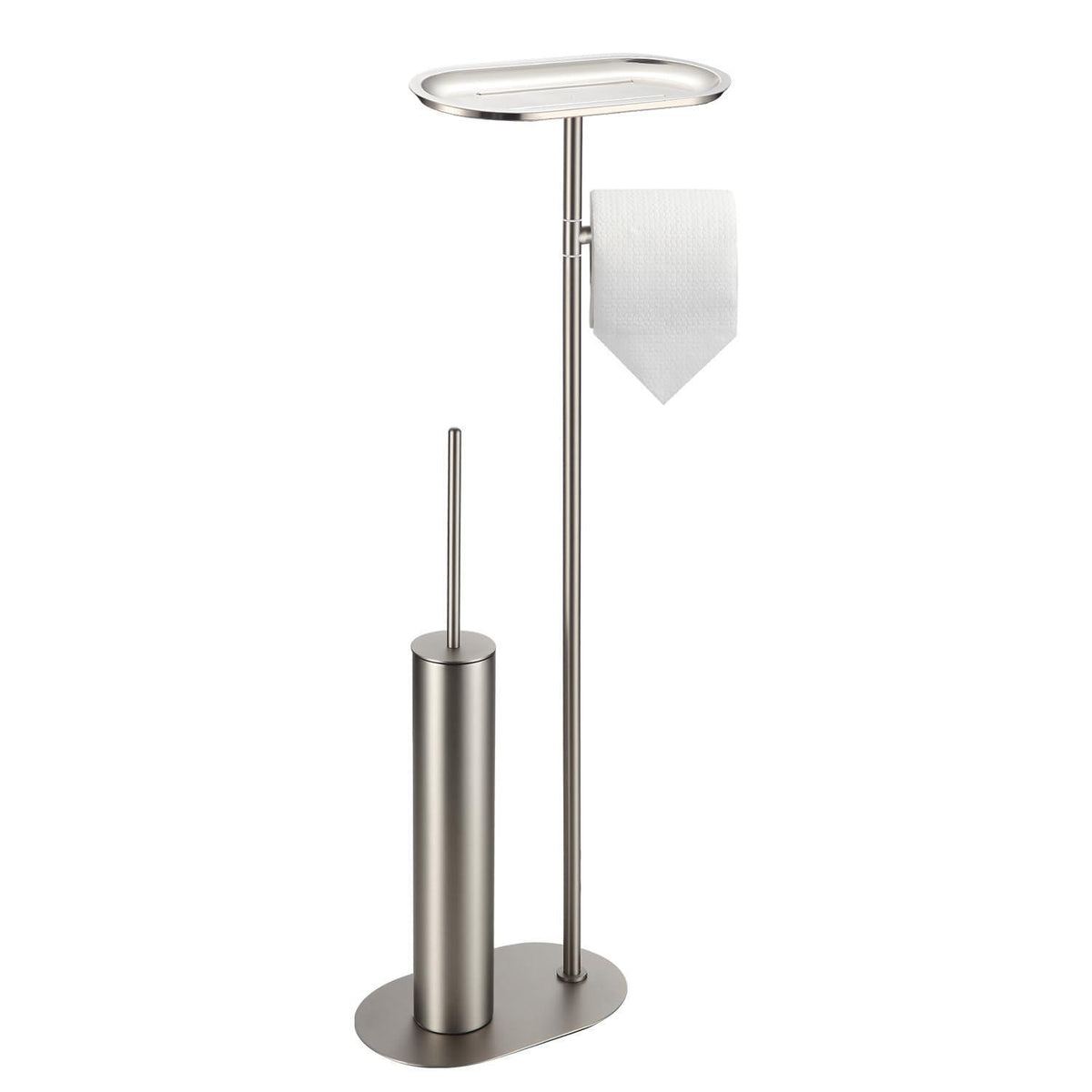 Freistehendes WC-Bürsten-Set Edelstahl gebürstet Nickel 3-in-1