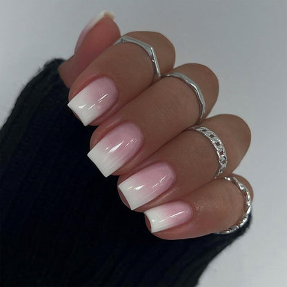 Rosa Press On Nails – Kurze Square Nägel mit Farbverlauf