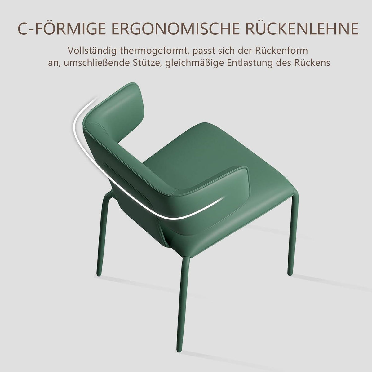 Esszimmerstuhl in Lederoptik, C-Lehne, Dunkelgrün