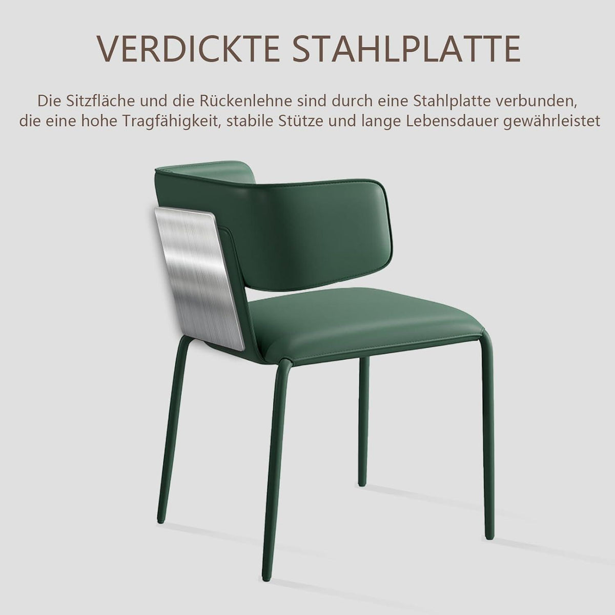 Esszimmerstuhl in Lederoptik, C-Lehne, Dunkelgrün