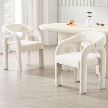 Gepolsterte Esszimmerstühle 4er Set, Chenille Weiß