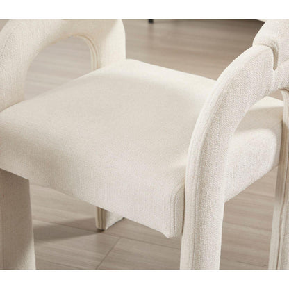 Gepolsterte Esszimmerstühle 2er Set, Chenille, Weiß