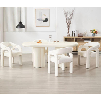Gepolsterte Esszimmerstühle 2er Set, Chenille, Weiß