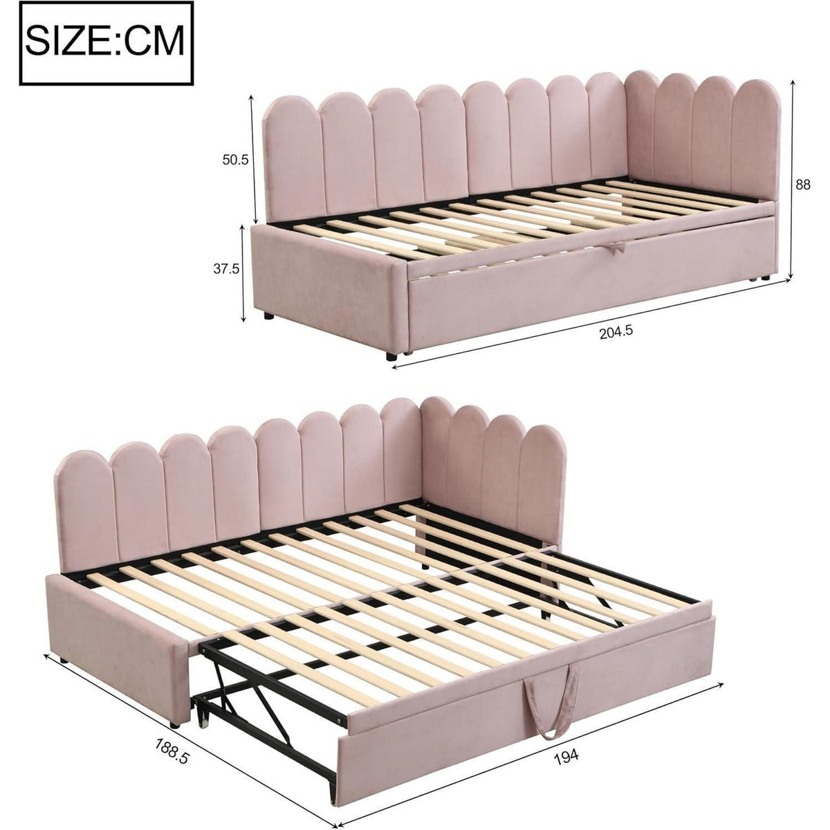 2-in-1 Schlafsofa L-Form Rosa – Platzsparend & Verwandelt