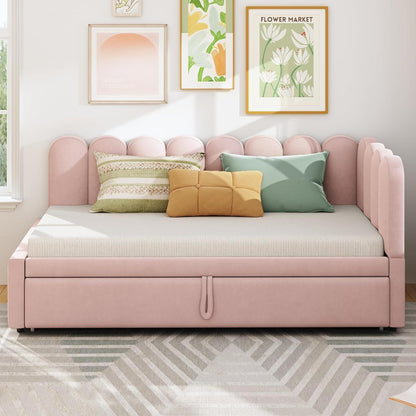 2-in-1 Schlafsofa L-Form Rosa – Platzsparend & Verwandelt