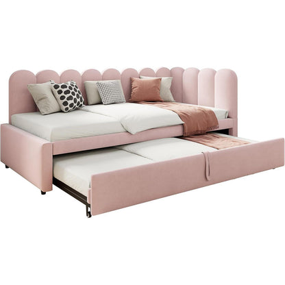 2-in-1 Schlafsofa L-Form Rosa – Platzsparend & Verwandelt