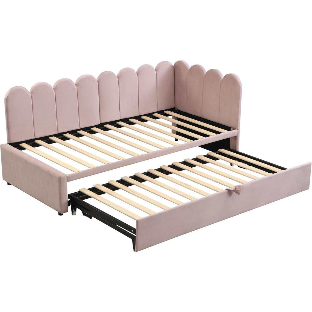 2-in-1 Schlafsofa L-Form Rosa – Platzsparend & Verwandelt