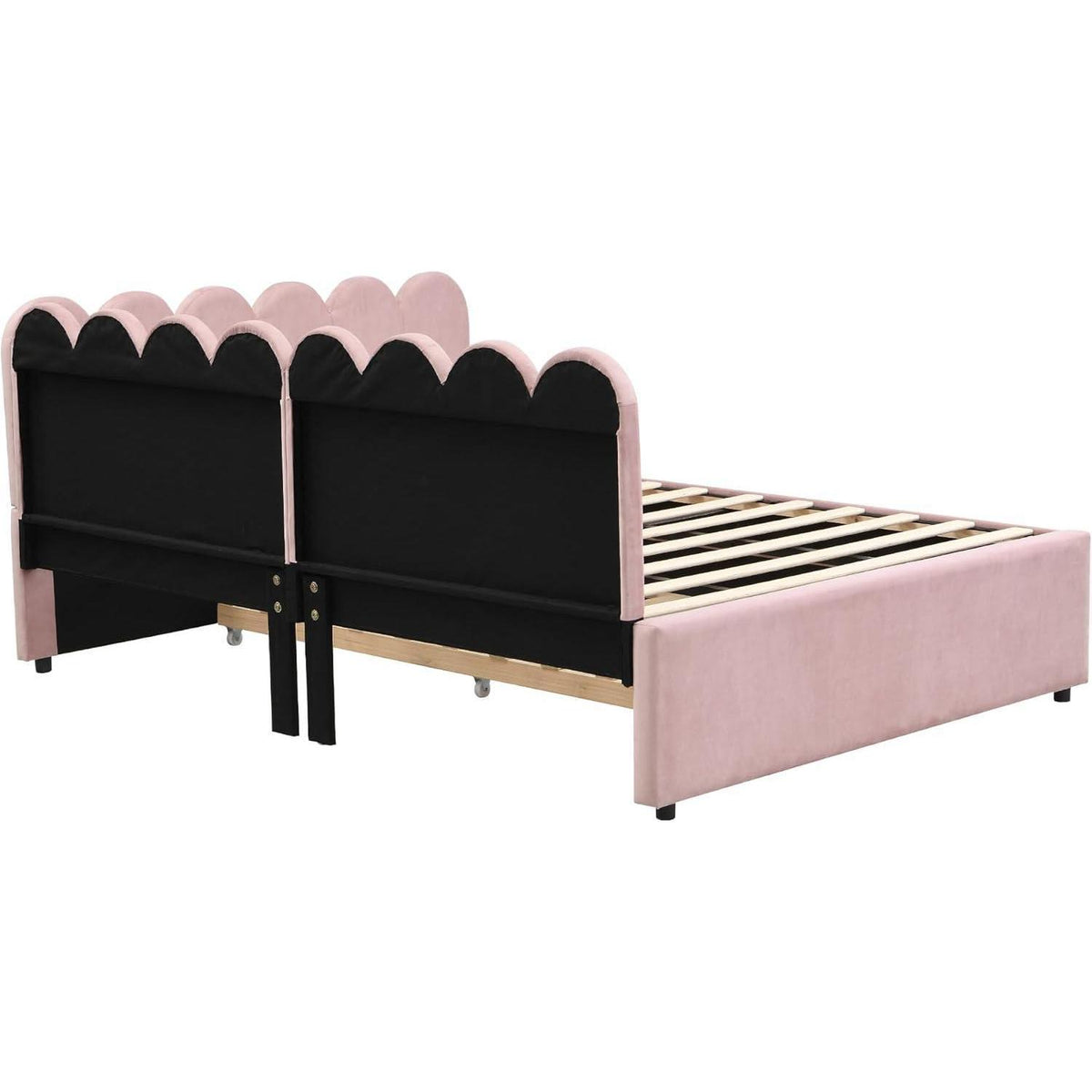L-förmiges Schlafsofa 140x200 cm mit Ausziehbett & Blütenmuster