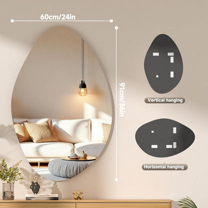 Unregelmäßiger Wandspiegel 91x60cm – Rahmenloser, Moderner Spiegel