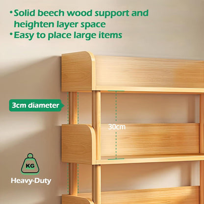 4-Ebenen Bücherregal Eiche | Modernes Holzregal für Wohnzimmer